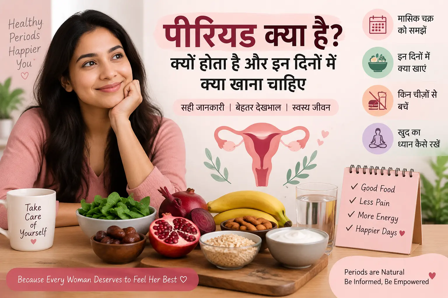 पीरियड क्या है? क्यों होता है और इन दिनों में क्या खाना चाहिए | Periods के दौरान सही देखभाल और डाइट